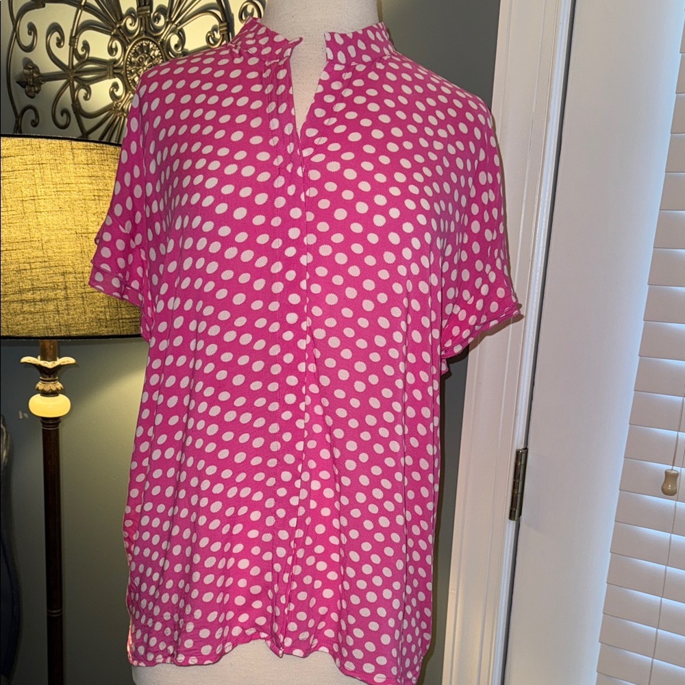 Grand & Greene Pink and White Polka Dot Blouse